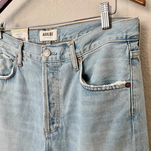 NWT Agolde Ren High Rise Wide Leg Jeans Smash Raw Hem Women's Size 29 - Picture 3 of 11